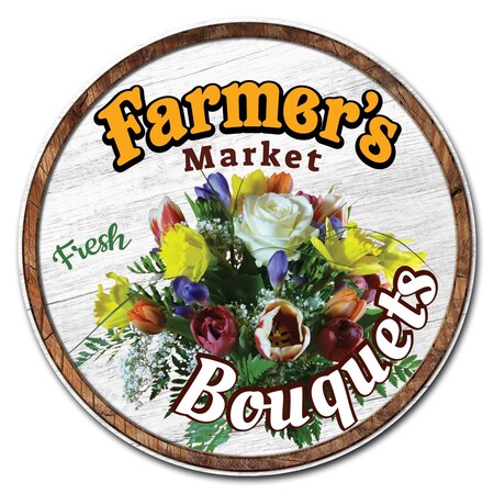Signmission Corrugated Plastic Sign With Stakes 24in Circular-Farmers Market Bouquets, C-24-CIR-WS-Bouquets C-24-CIR-WS-Bouquets